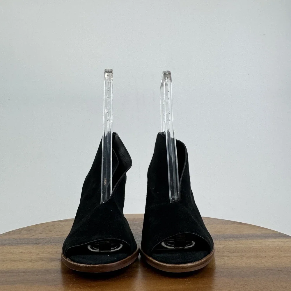 New Womens 1. State Eren Black Leather Peep Toe Slip On‎ Wedges Size 8 M NWOB